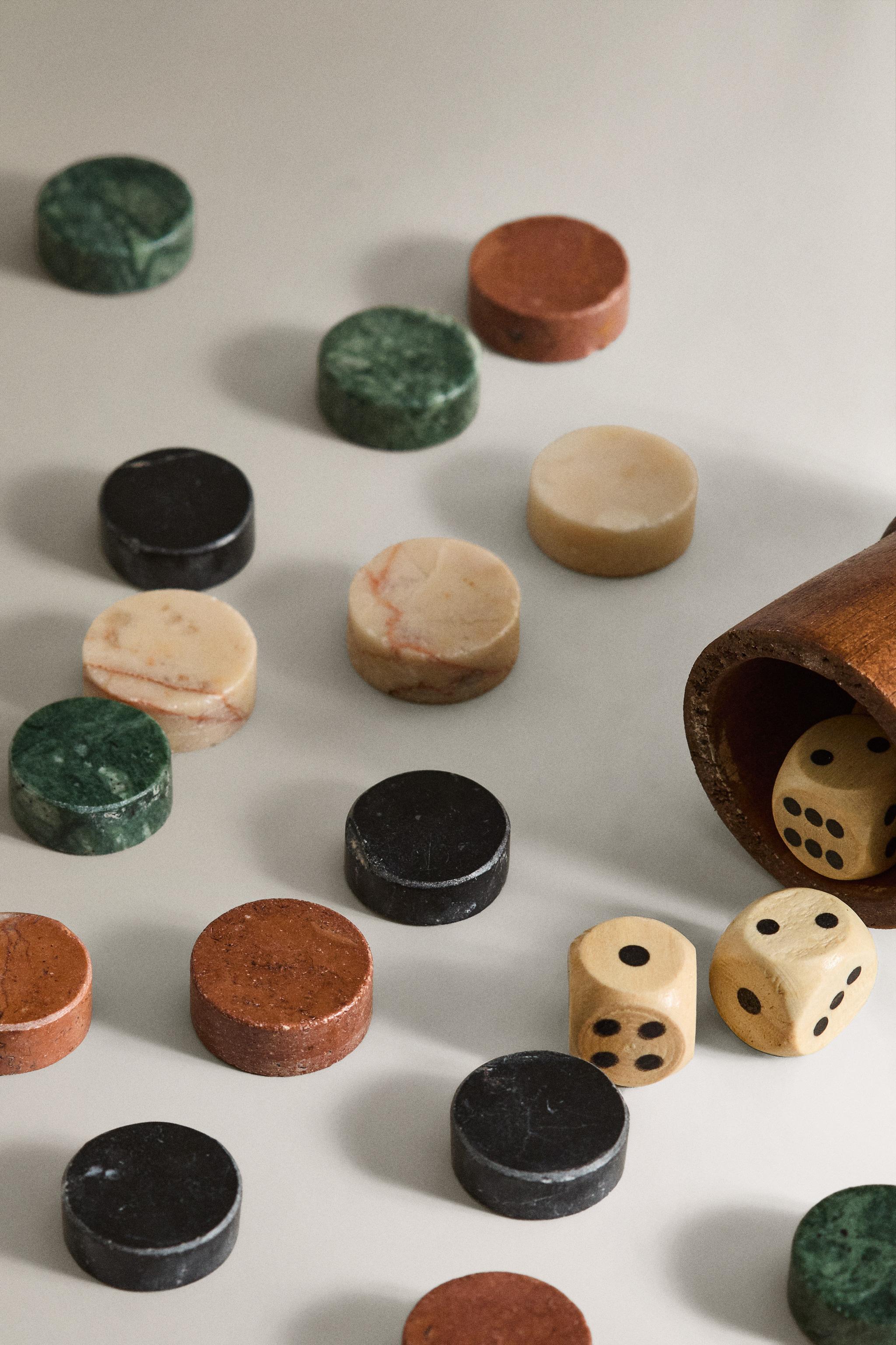 MARBLE PARCHEESI BOARD SIDE TABLE